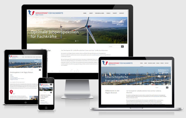 Website Servicepoint für Fachkräfte Region Rostock: Device-Screenshot